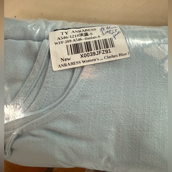 NWT 2PC BLUE LINEN BLEND CROP PANT SET-S - Picture 16 of 16